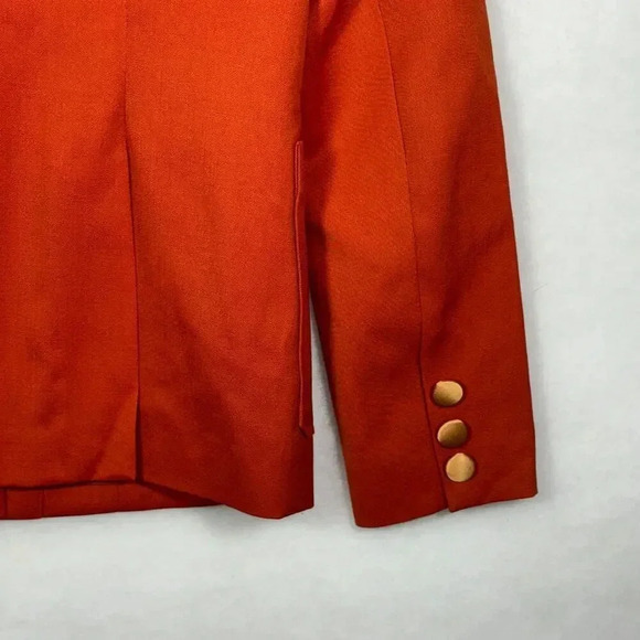 Chris Benz Statement Studded Shoulder Embellishments Wool Orange Blazer Size 6 - Picture 6 of 8